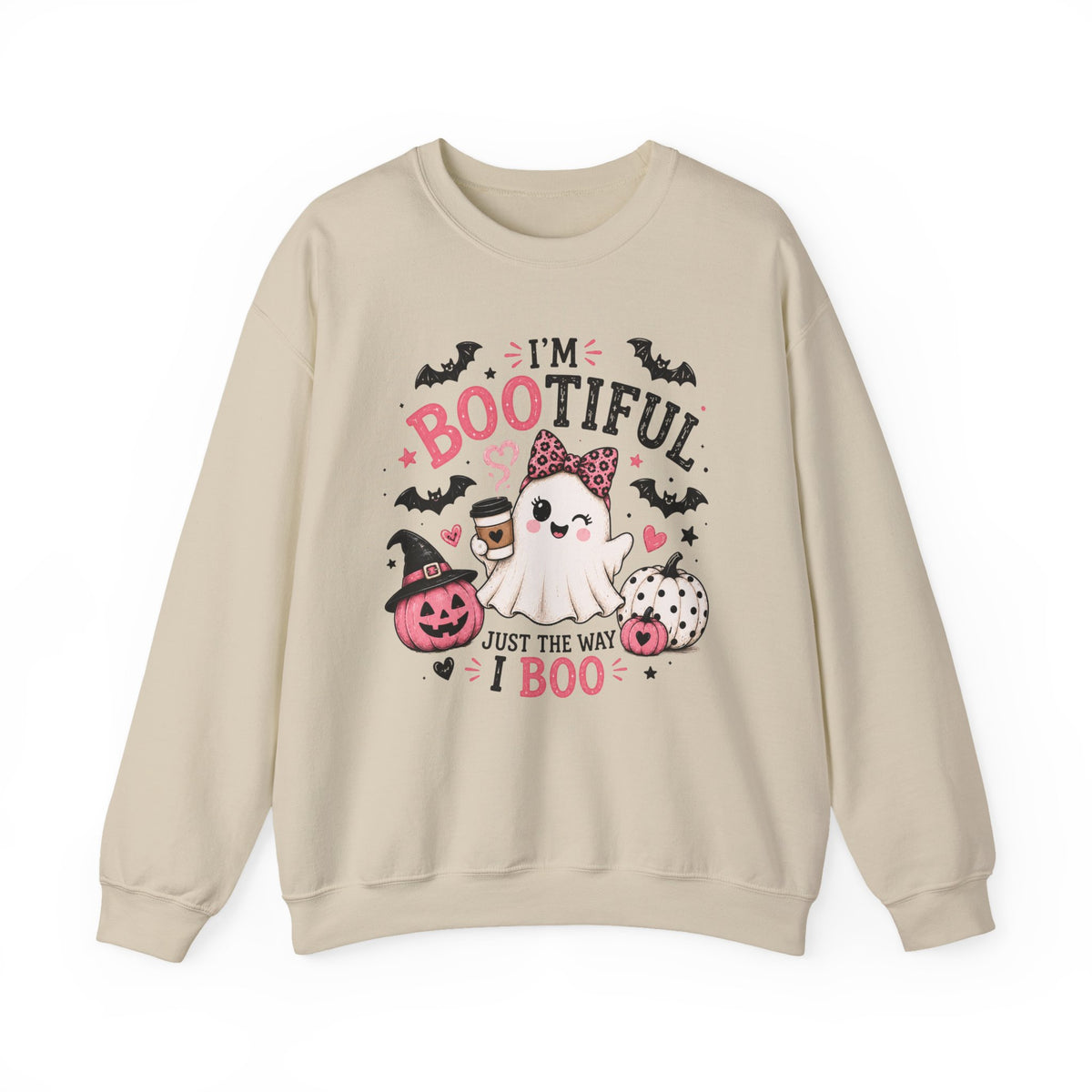 Halloween Sweatshirt — "I'm Bootiful Just the Way I Boo" Cute Ghost Pumpkin Design