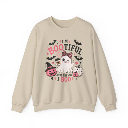 Halloween Sweatshirt — "I'm Bootiful Just the Way I Boo" Cute Ghost Pumpkin Design