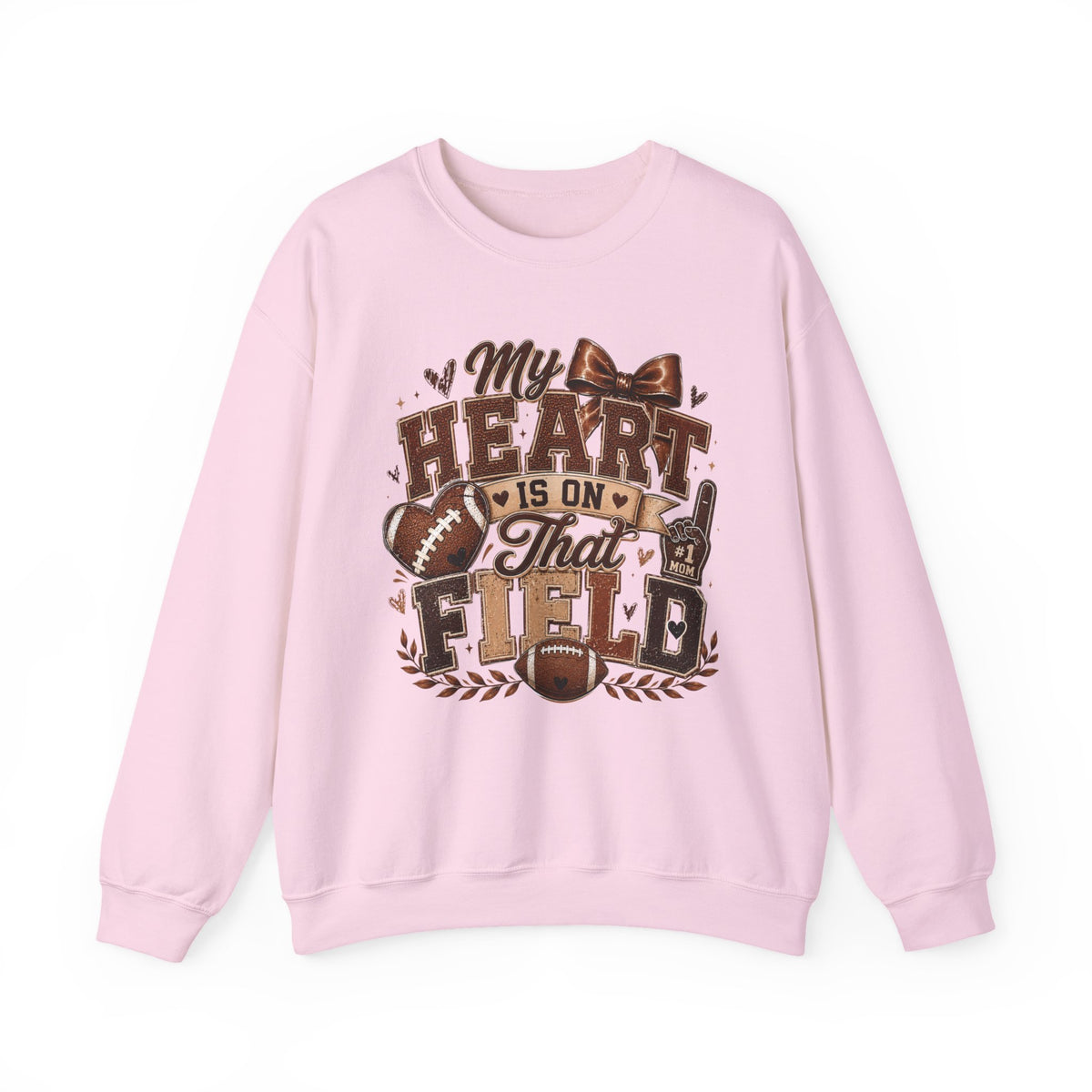 Football Mom Sweatshirt - "My Heart Is On That Field" Crewneck