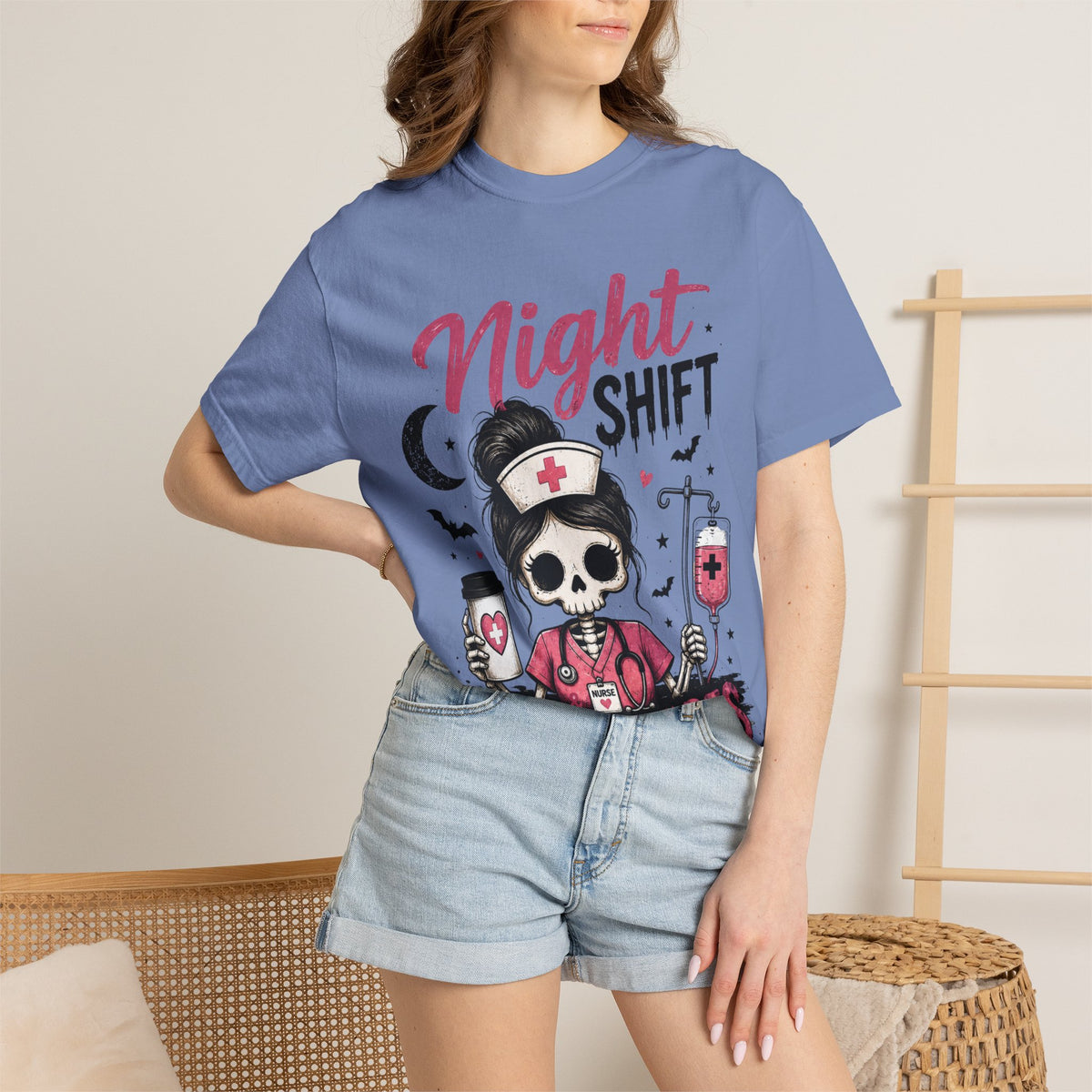 Night Shift Nightmares T-Shirt — Nurse Skull Horror Medical Staff Tee