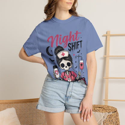 Night Shift Nightmares T-Shirt — Nurse Skull Horror Medical Staff Tee