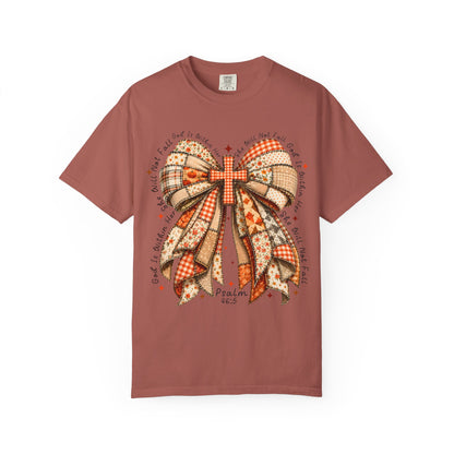 Christian Cross Bow T-Shirt — Faith-Inspired Ribbon Design (Psalm 16:5)