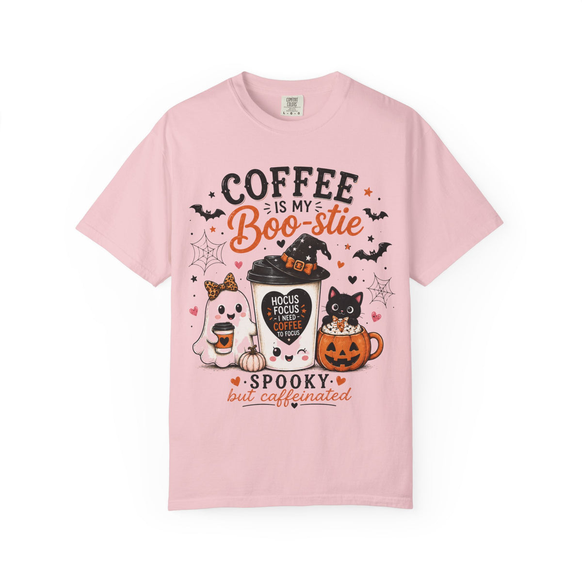 Coffee Is My Boo-stie Halloween Tee — Spooky But Caffeinated Cat & Pumpkin Design