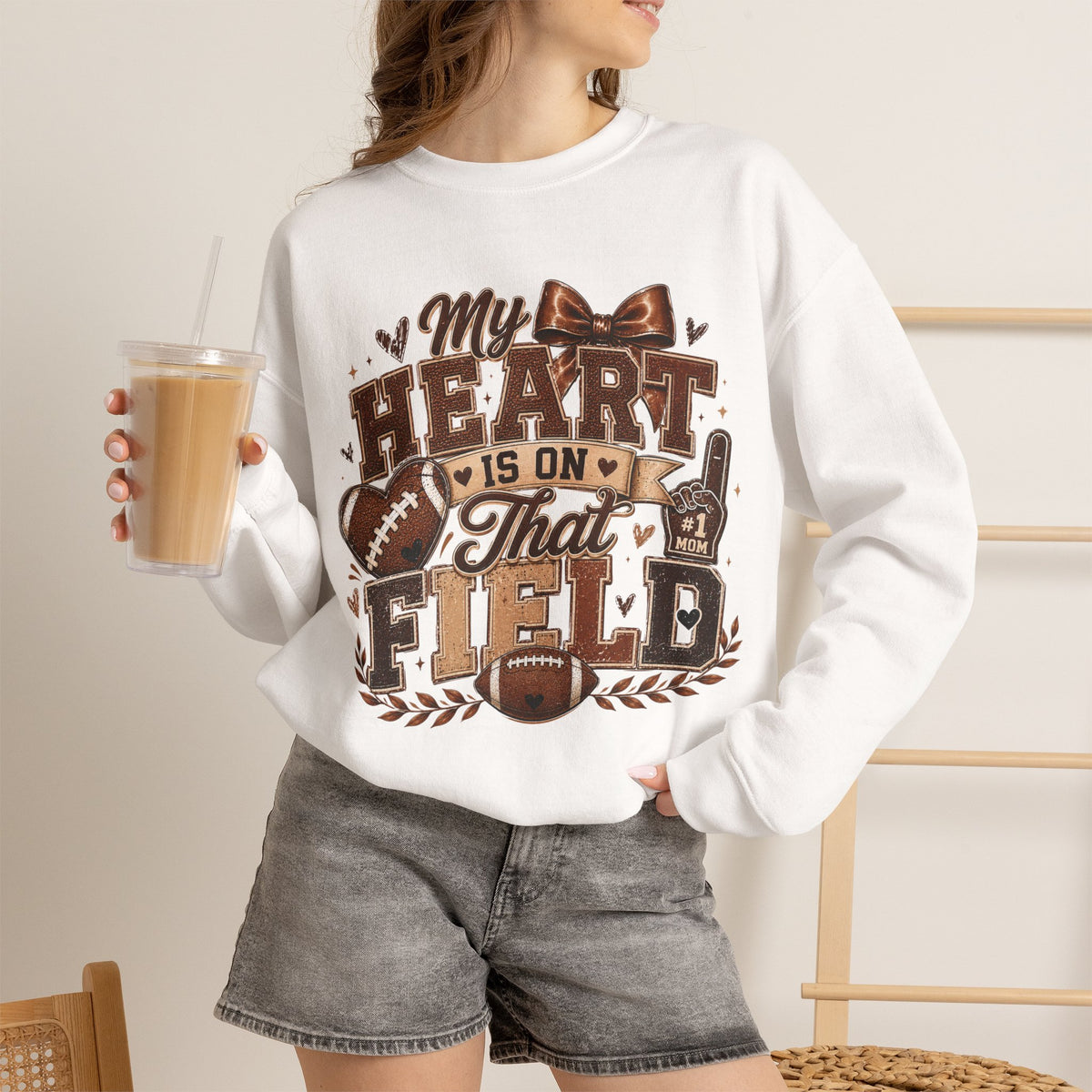 Football Crewneck Sweatshirt — “My Heart Is On That Field” Fan Pullover