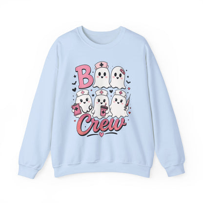 Boo Crew Sweatshirt — Cute Pink Ghost Nurse Halloween Crewneck