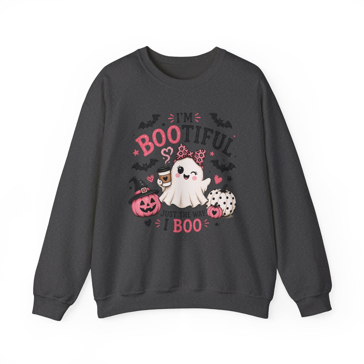 Halloween Sweatshirt — "I'm Bootiful Just the Way I Boo" Cute Ghost Pumpkin Design