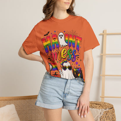 Haunt Mess Pride Halloween T-Shirt — Rainbow Ghost Graphic Tee