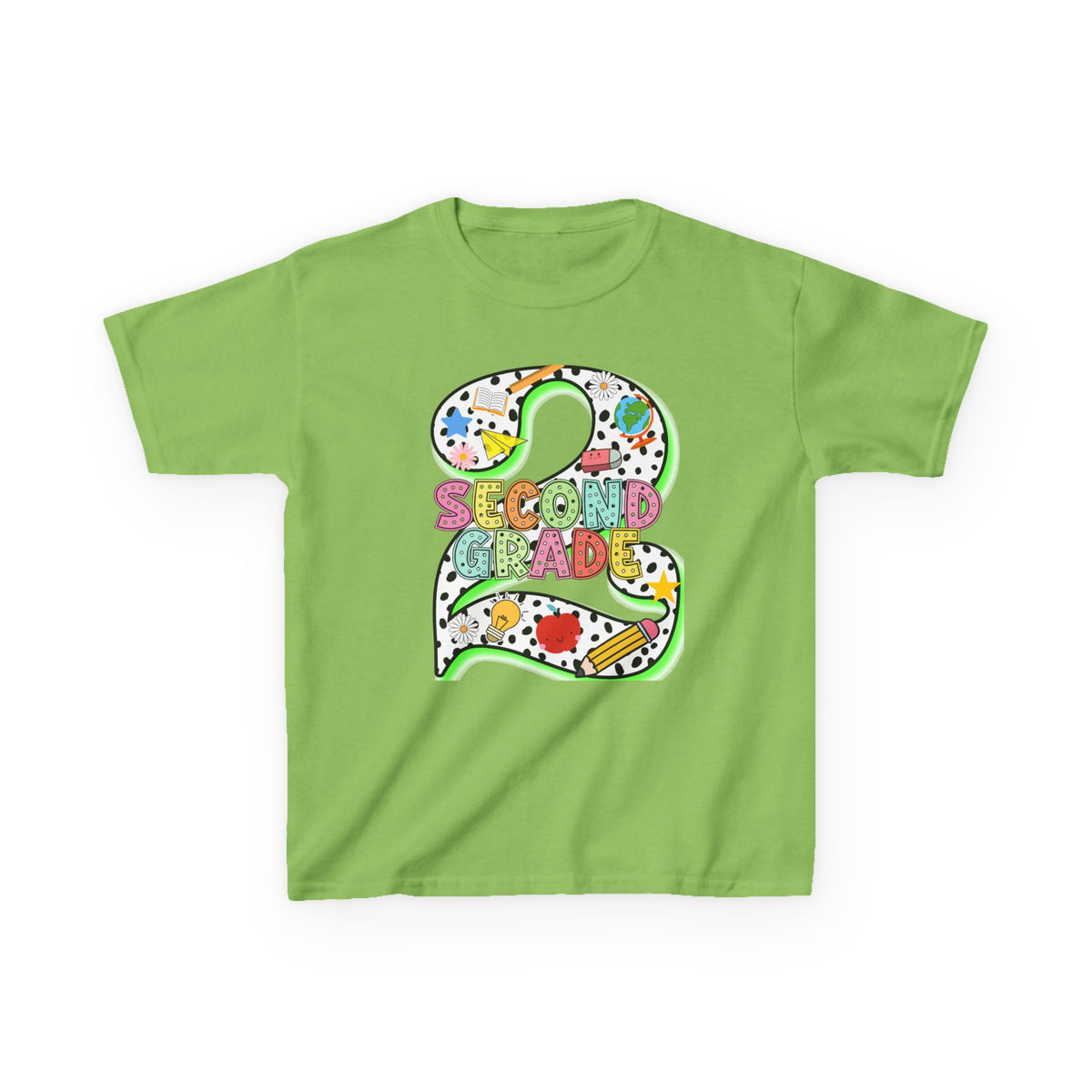 Kids 'Second Grade' Number 2 Colorful Art T‑Shirt — Back-to-School Gift