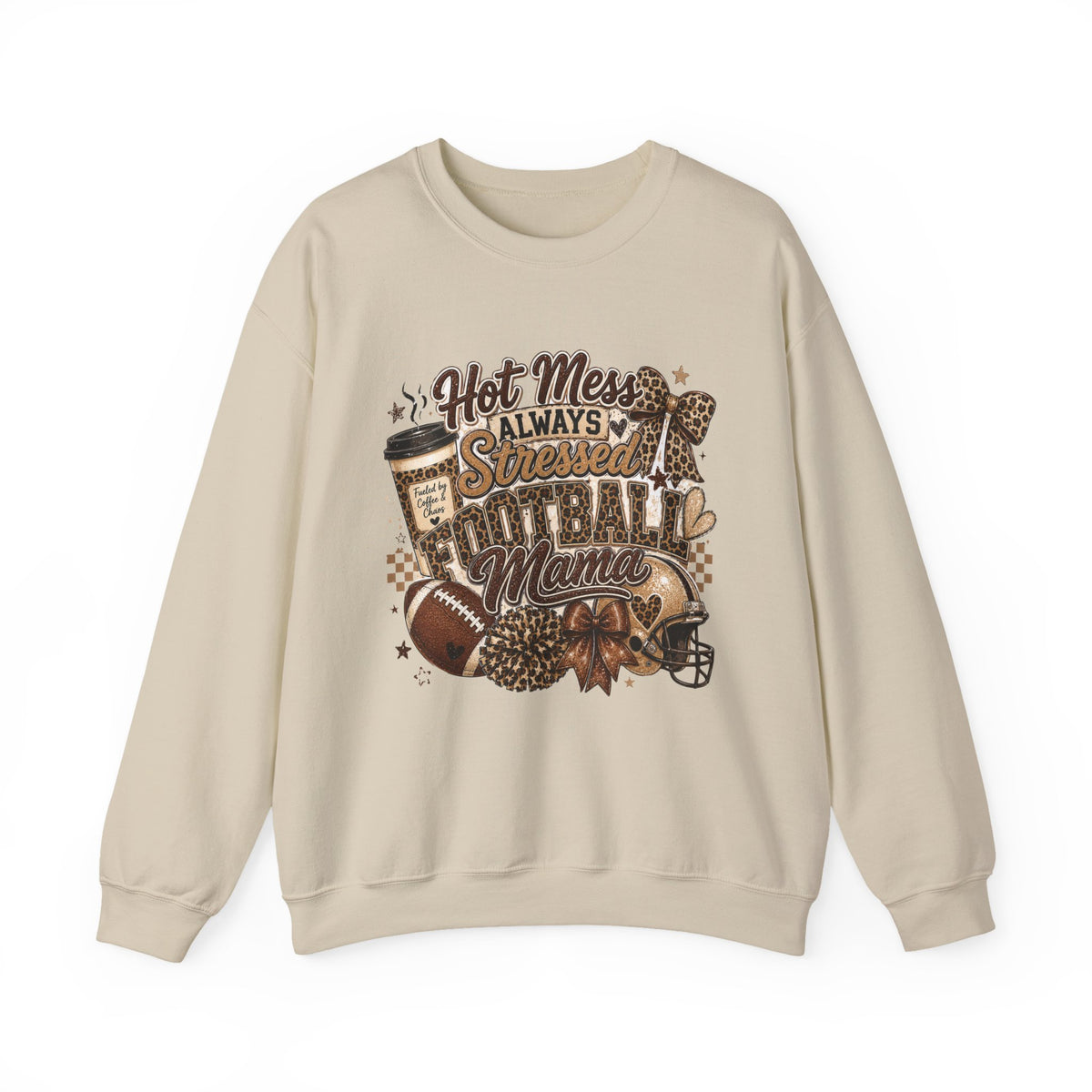 Football Mama Sweatshirt – "Hot Mess Always Stressed" Cozy Crewneck