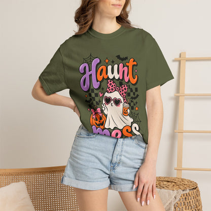 Haunt Mess Halloween T-Shirt — Cute Ghost, Pumpkin & Candy Design