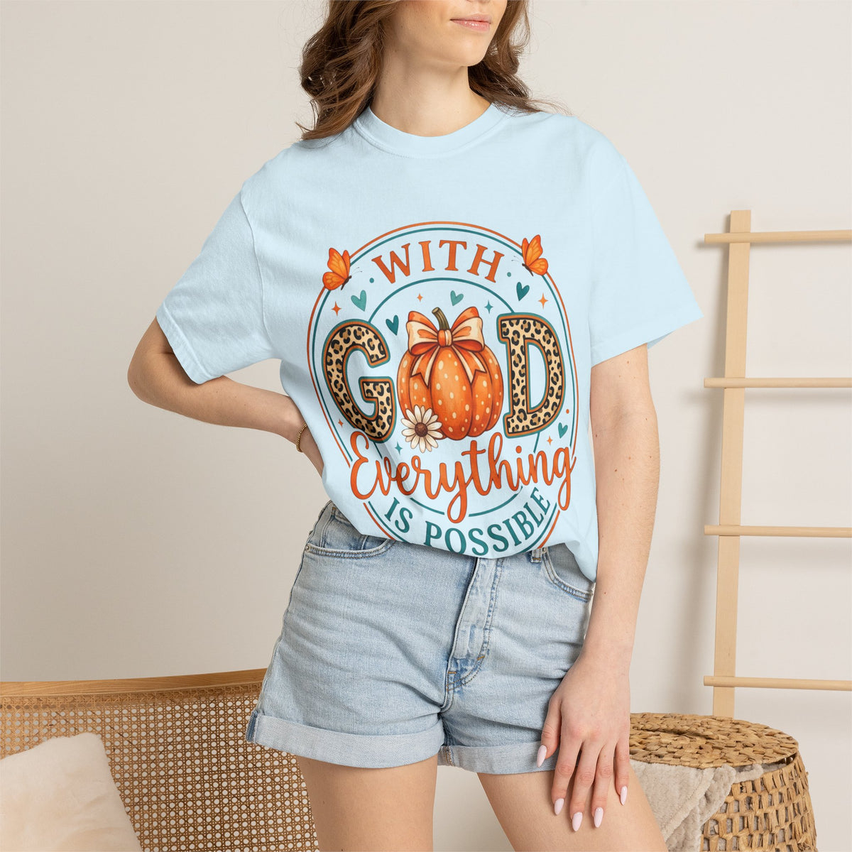 "With God Everything Is Possible" Pumpkin Fall T-Shirt