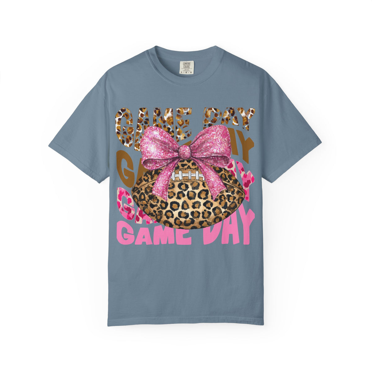 Game Day Leopard Football T-Shirt with Pink Glitter Bow