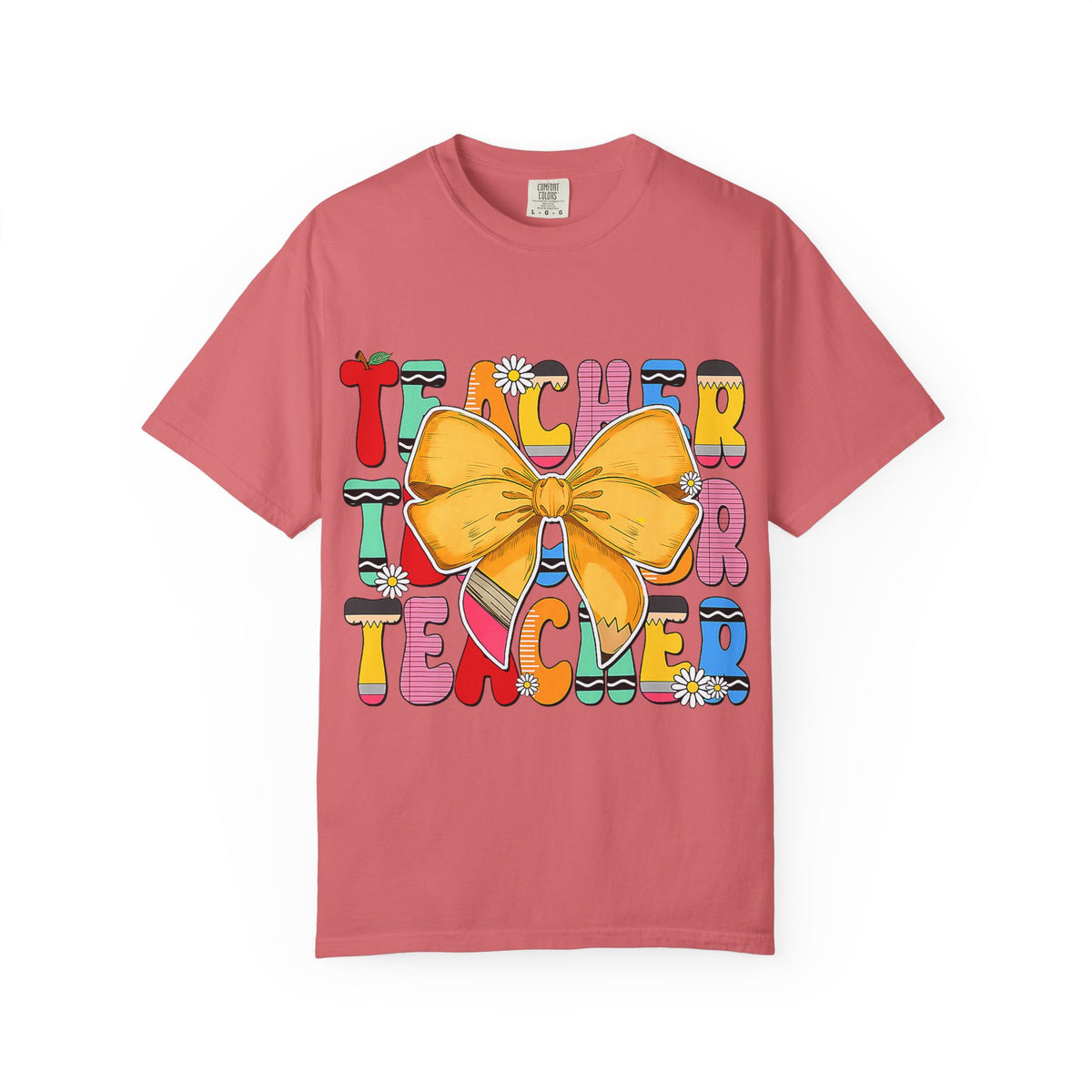 Teacher Bow T-Shirt — Colorful Retro Teacher Appreciation Tee