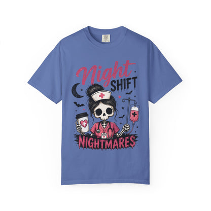 Night Shift Nightmares T-Shirt — Nurse Skull Horror Medical Staff Tee