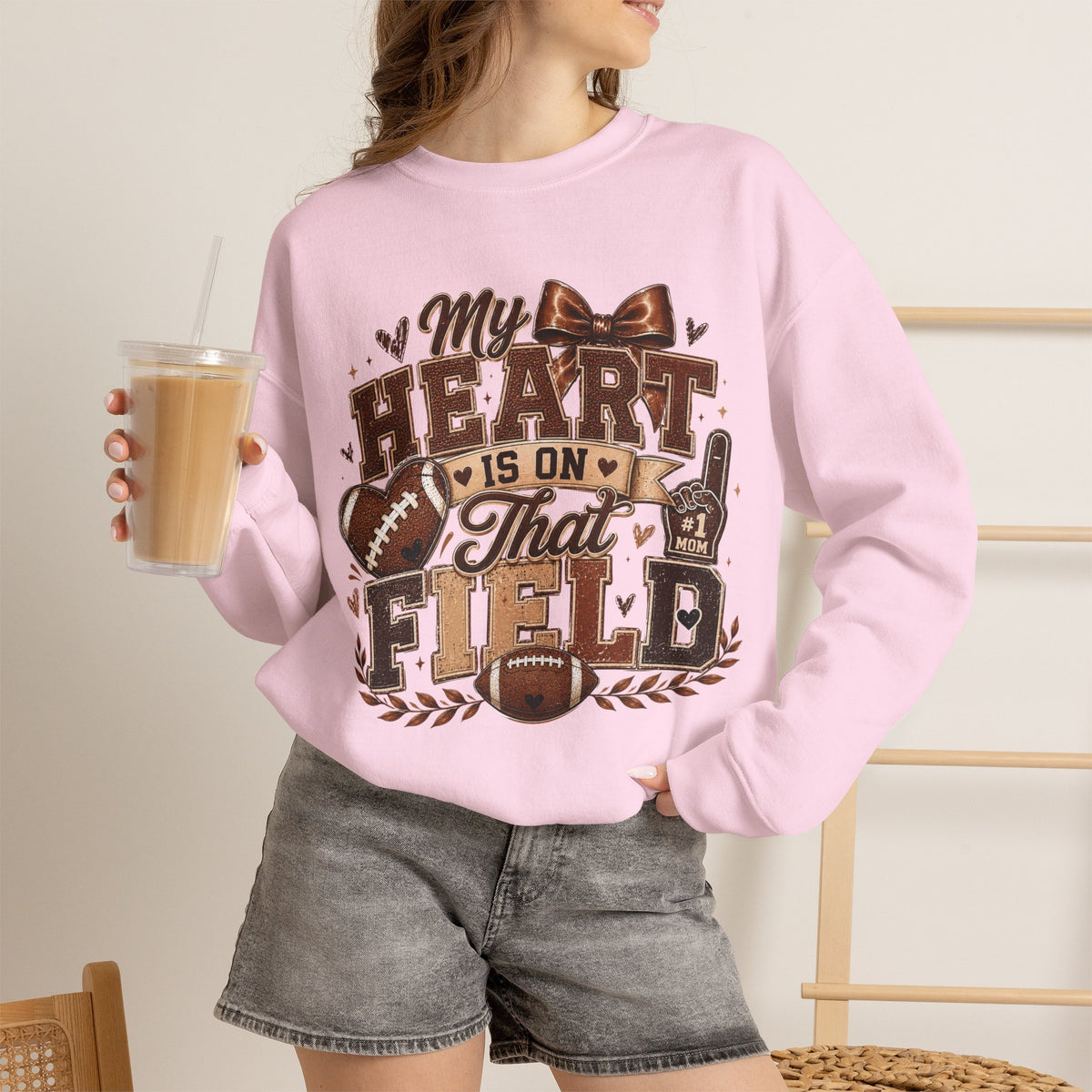 Football Crewneck Sweatshirt — “My Heart Is On That Field” Fan Pullover