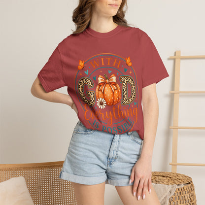 "With God Everything Is Possible" Pumpkin Fall T-Shirt