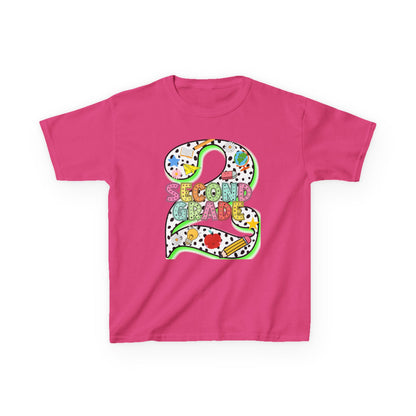 Kids 'Second Grade' Number 2 Colorful Art T‑Shirt — Back-to-School Gift