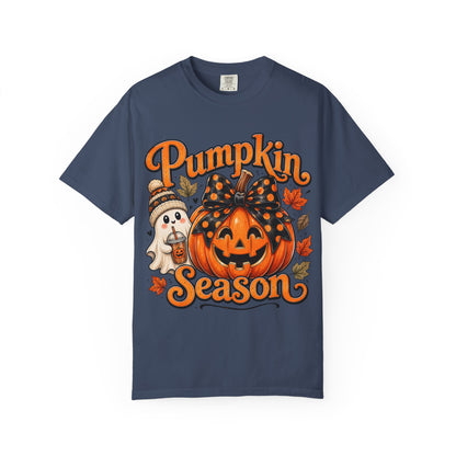 Pumpkin Season T-Shirt — Cute Jack-O’-Lantern & Ghost Fall Tee