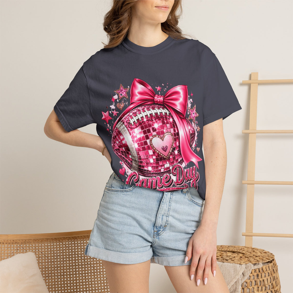Game Day Pink Football T-Shirt — Sparkle Bow 'Game Day' Tee