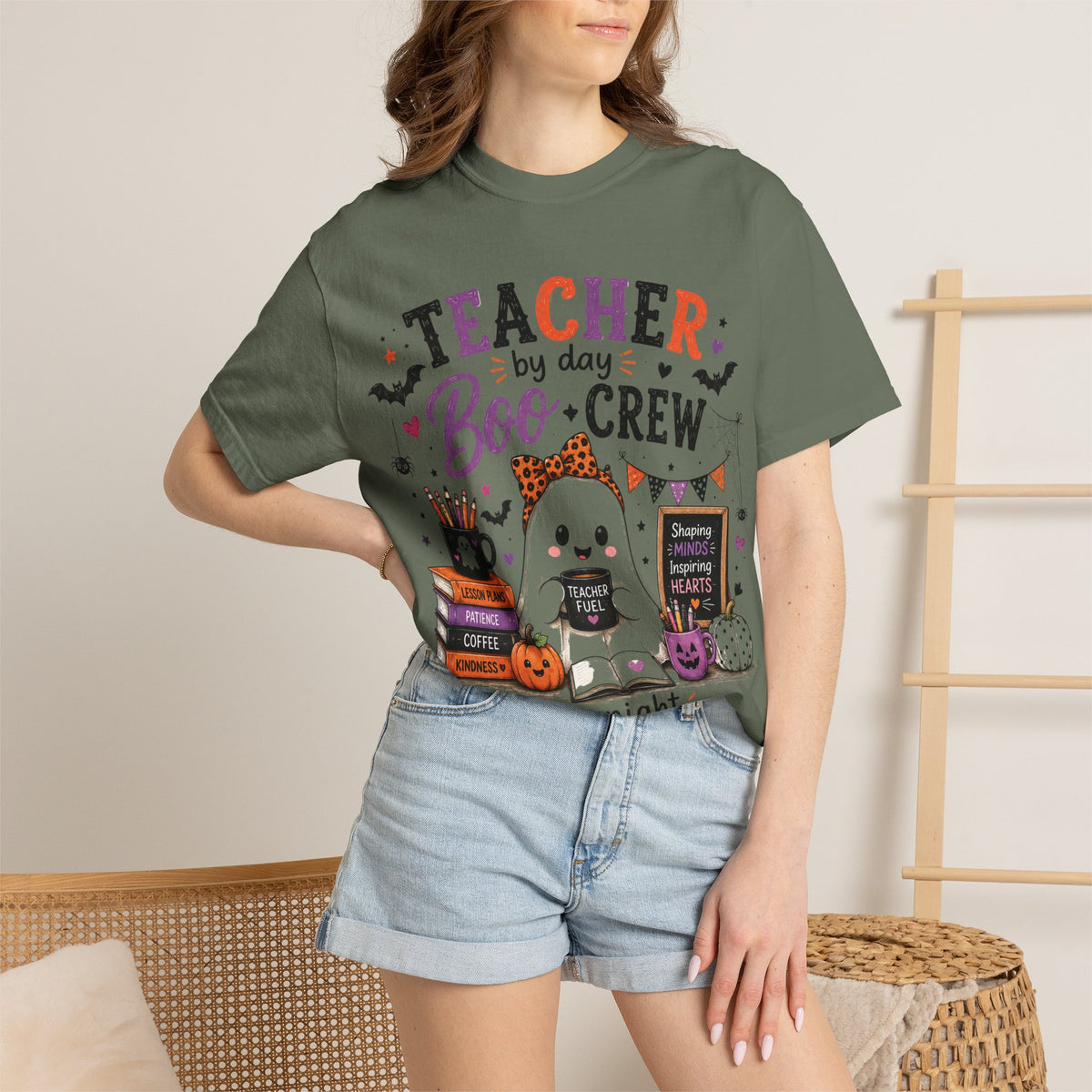 Teacher by Day Boo Crew T-Shirt — Halloween Teacher Tee