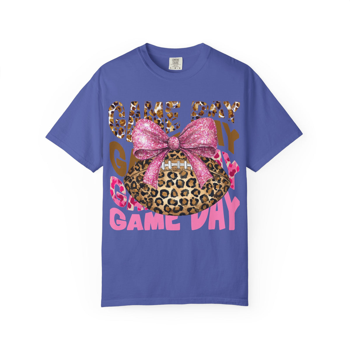 Game Day Leopard Football T-Shirt with Pink Glitter Bow