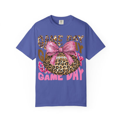 Game Day Leopard Football T-Shirt with Pink Glitter Bow