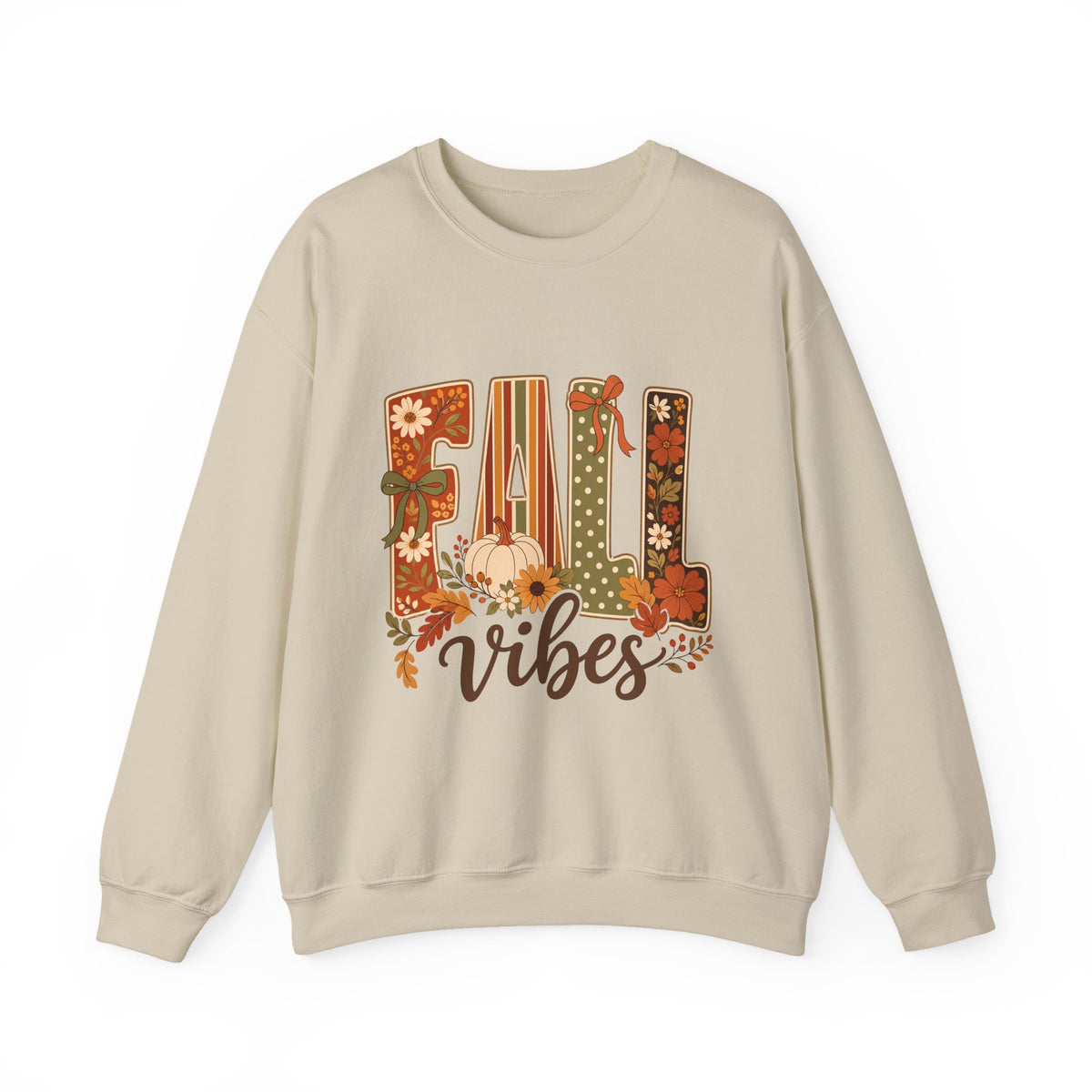Fall Vibes Sweatshirt — Cozy Autumn Pumpkin Floral Crewneck