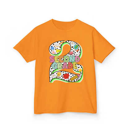 Kids 'Second Grade' Number 2 Colorful Art T‑Shirt — Back-to-School Gift