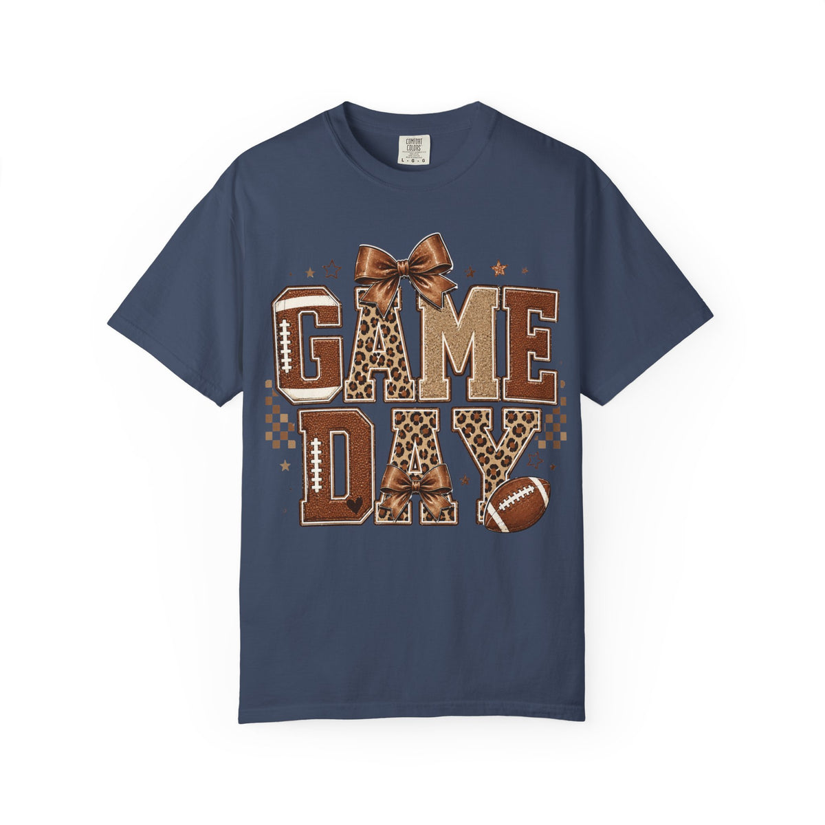 Game Day T-Shirt — Leopard Print Football Tee with Bow