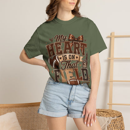 Football Mom/Dad T-Shirt — “My Heart Is On That Field” Fan Tee