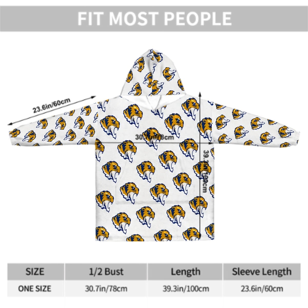 Adult Blanket Hoodie Customized to your school