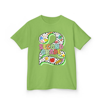 Kids 'Second Grade' Number 2 Colorful Art T‑Shirt — Back-to-School Gift