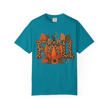 Fall Leopard Pumpkin T-Shirt — Autumn Leaves Graphic Tee
