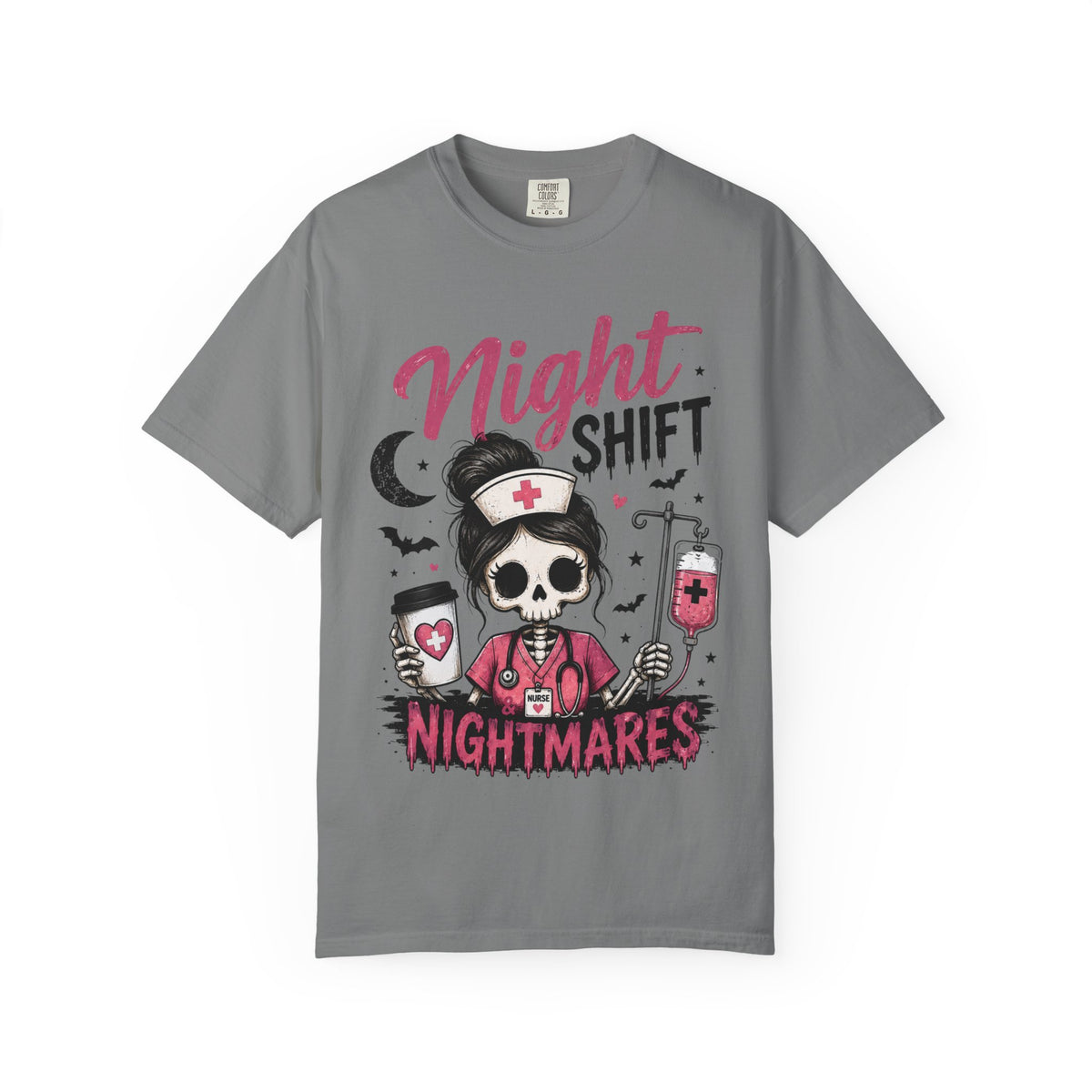 Night Shift Nightmares T-Shirt — Nurse Skull Horror Medical Staff Tee