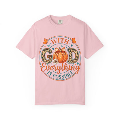 "With God Everything Is Possible" Pumpkin Fall T-Shirt