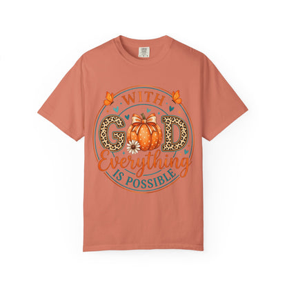 "With God Everything Is Possible" Pumpkin Fall T-Shirt