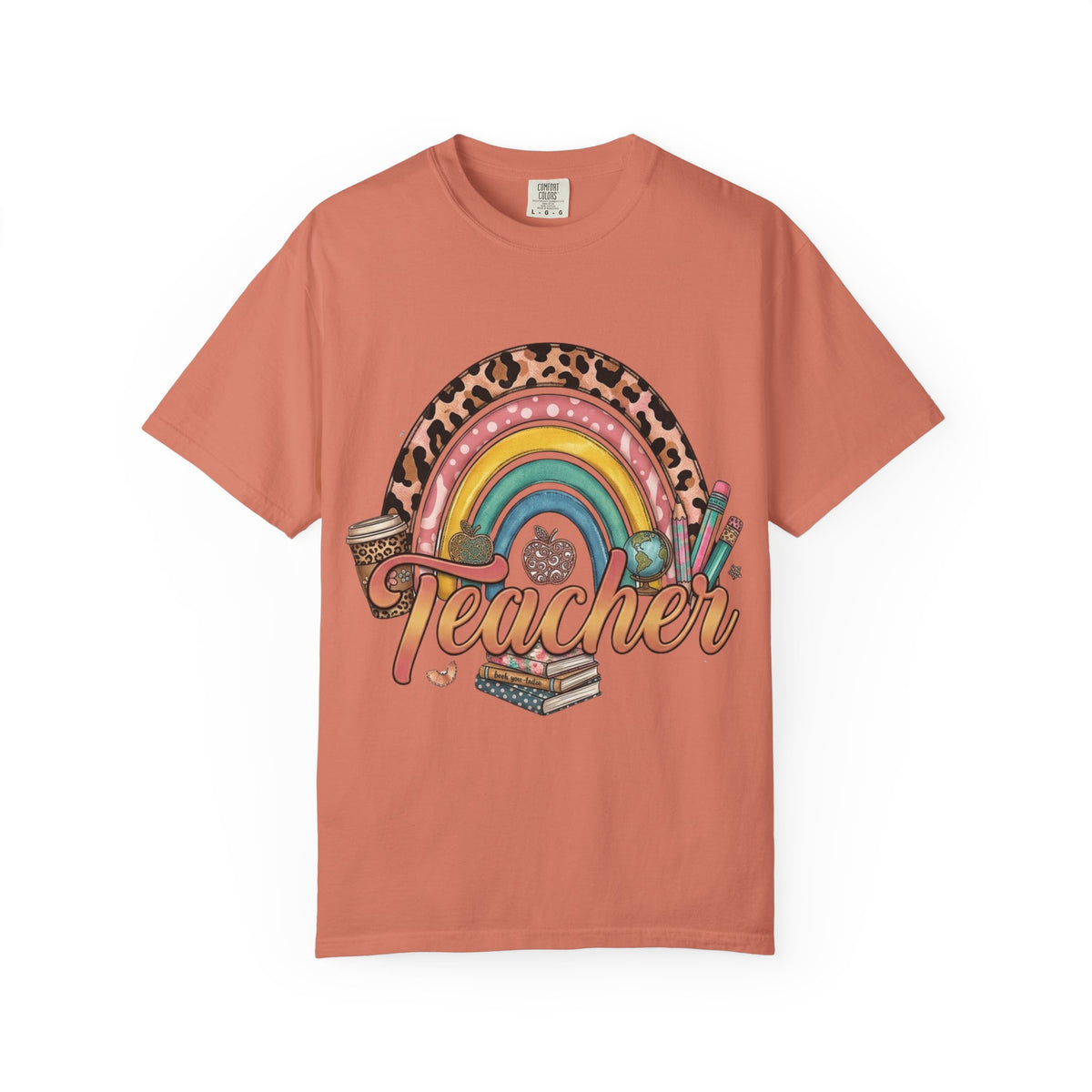 Teacher Rainbow Leopard Graphic T-Shirt — Cute Back-to-School Gift for Educators