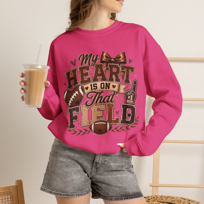 Football Mom Sweatshirt - "My Heart Is On That Field" Crewneck