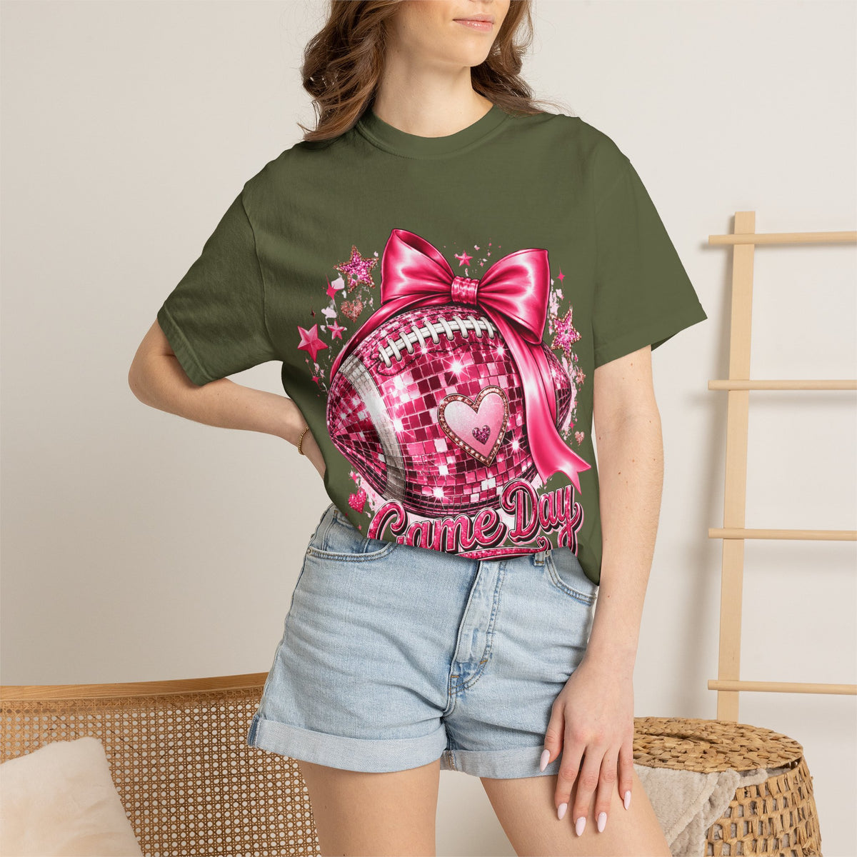 Game Day Pink Football T-Shirt — Sparkle Bow 'Game Day' Tee