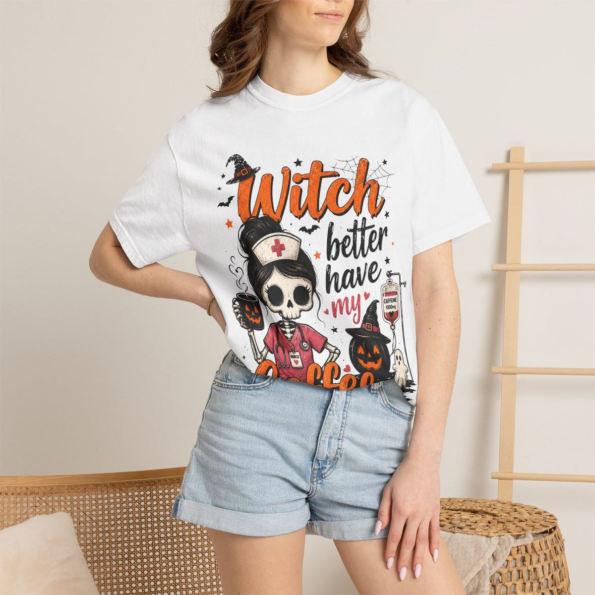 Witch Better Have My Coffee T‑Shirt — Halloween Nurse Skull Coffee Tee