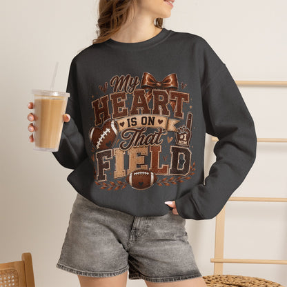 Football Mom Sweatshirt - "My Heart Is On That Field" Crewneck