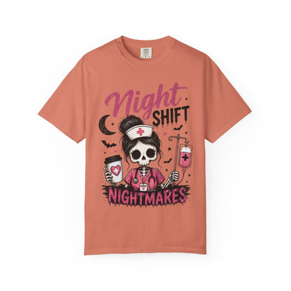 Night Shift Nightmares T-Shirt — Nurse Skull Horror Medical Staff Tee