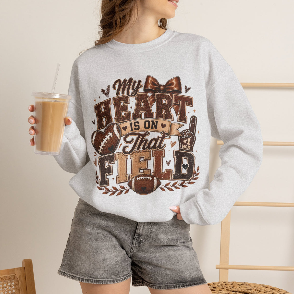 Football Crewneck Sweatshirt — “My Heart Is On That Field” Fan Pullover
