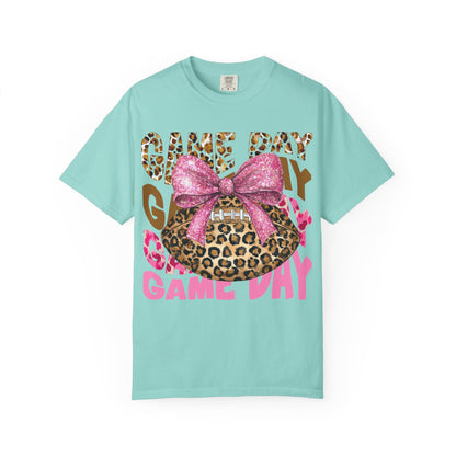 Game Day Leopard Football T-Shirt with Pink Glitter Bow