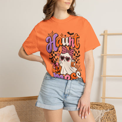 Haunt Mess Halloween T-Shirt — Cute Ghost, Pumpkin & Candy Design