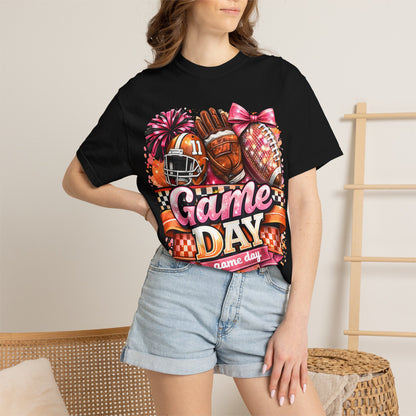 Game Day Football Tee — Cheerleader & Pom Pom Sports Shirt