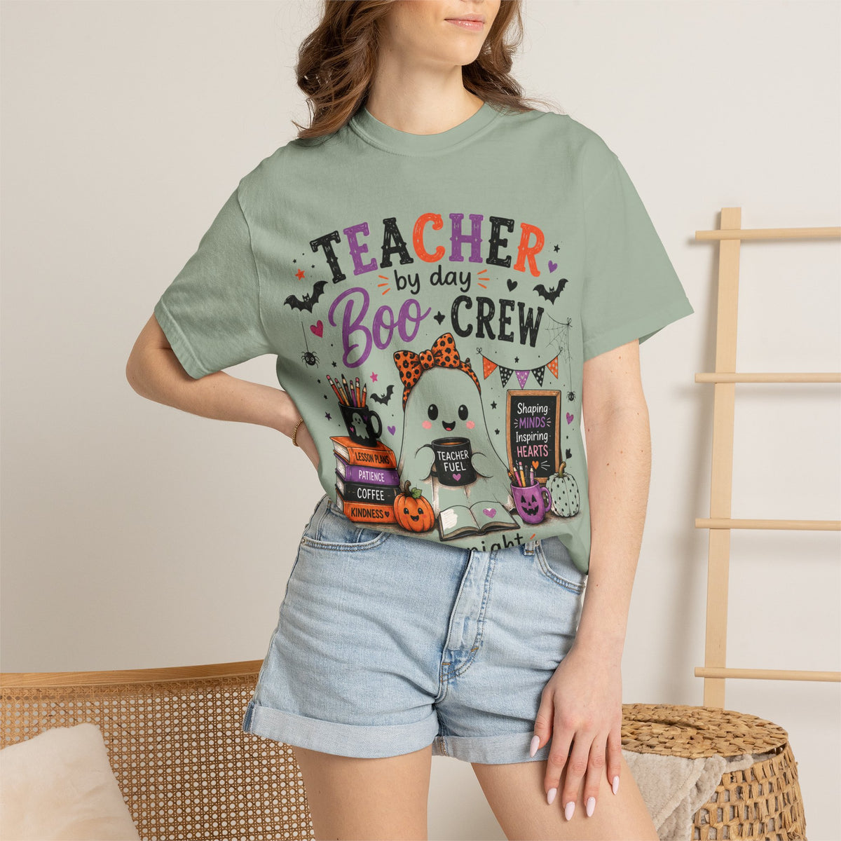 Teacher by Day Boo Crew T-Shirt — Halloween Teacher Tee