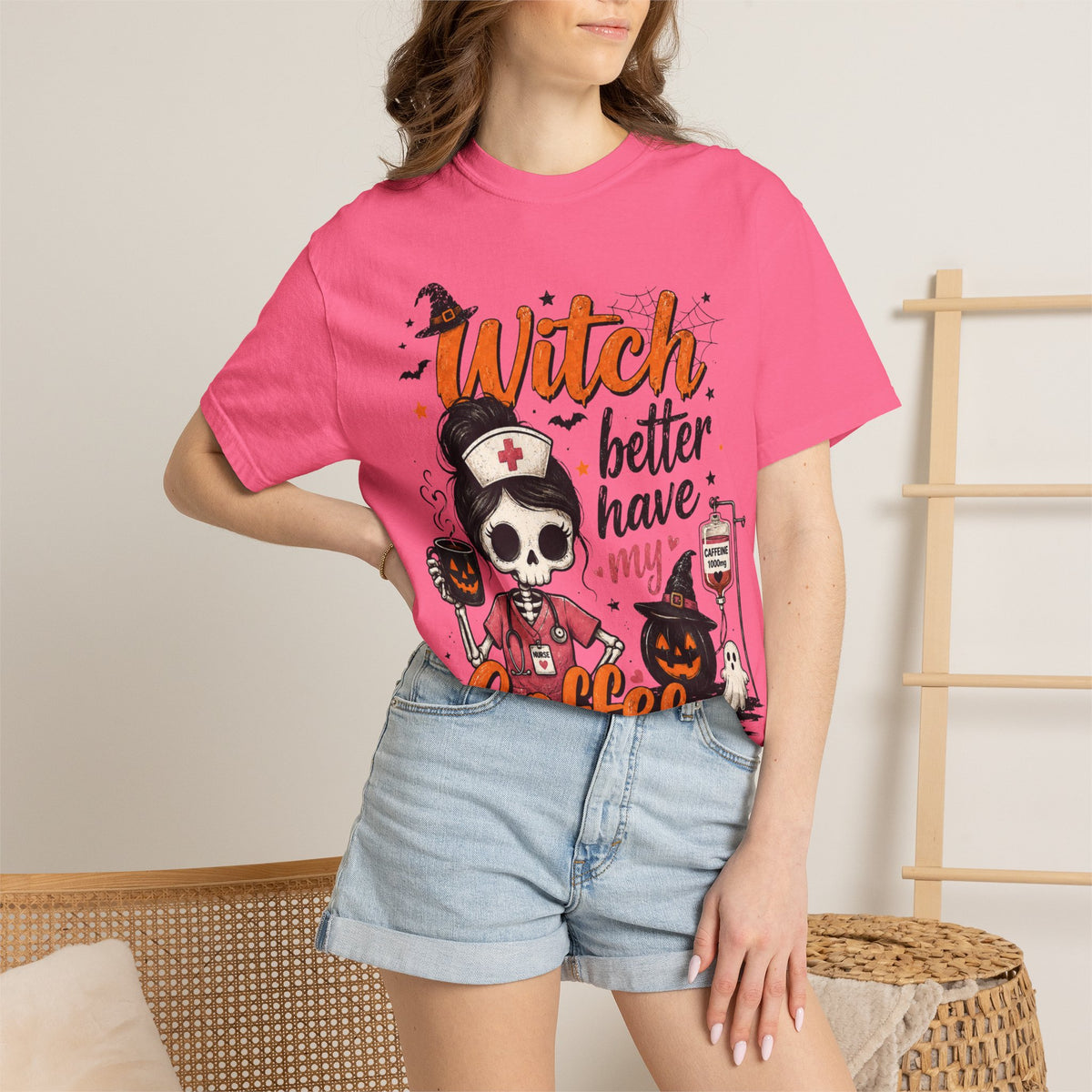 Witch Better Have My Coffee T‑Shirt — Halloween Nurse Skull Coffee Tee