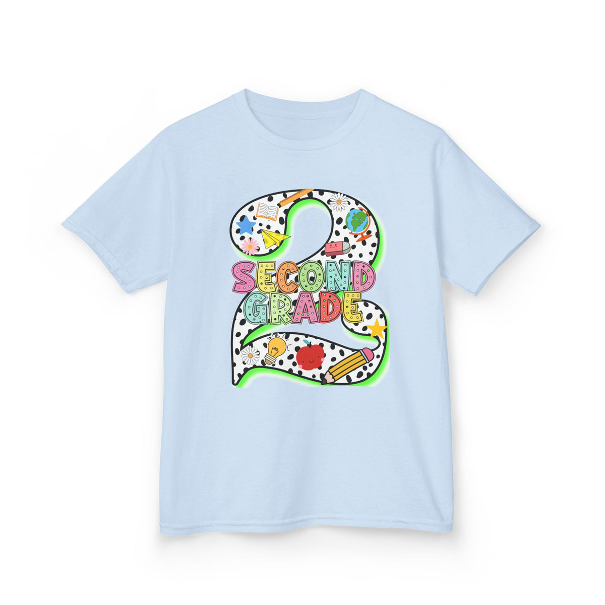 Kids 'Second Grade' Number 2 Colorful Art T‑Shirt — Back-to-School Gift