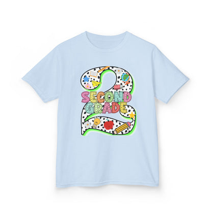 Kids 'Second Grade' Number 2 Colorful Art T‑Shirt — Back-to-School Gift